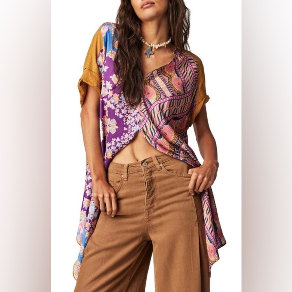 Free People Pick Your Scarf Linen Blend Tunic Top